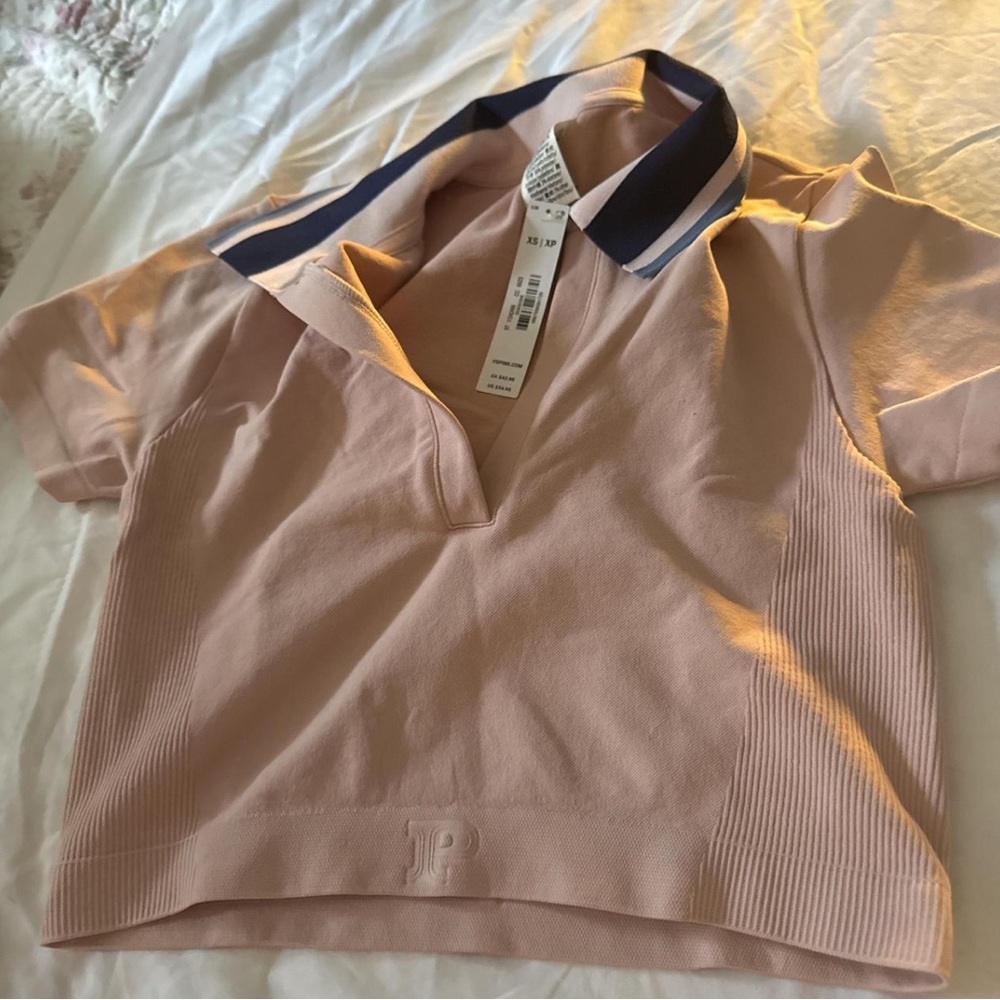 PINK Victoria's Secret Blush Polo with Navy Accents